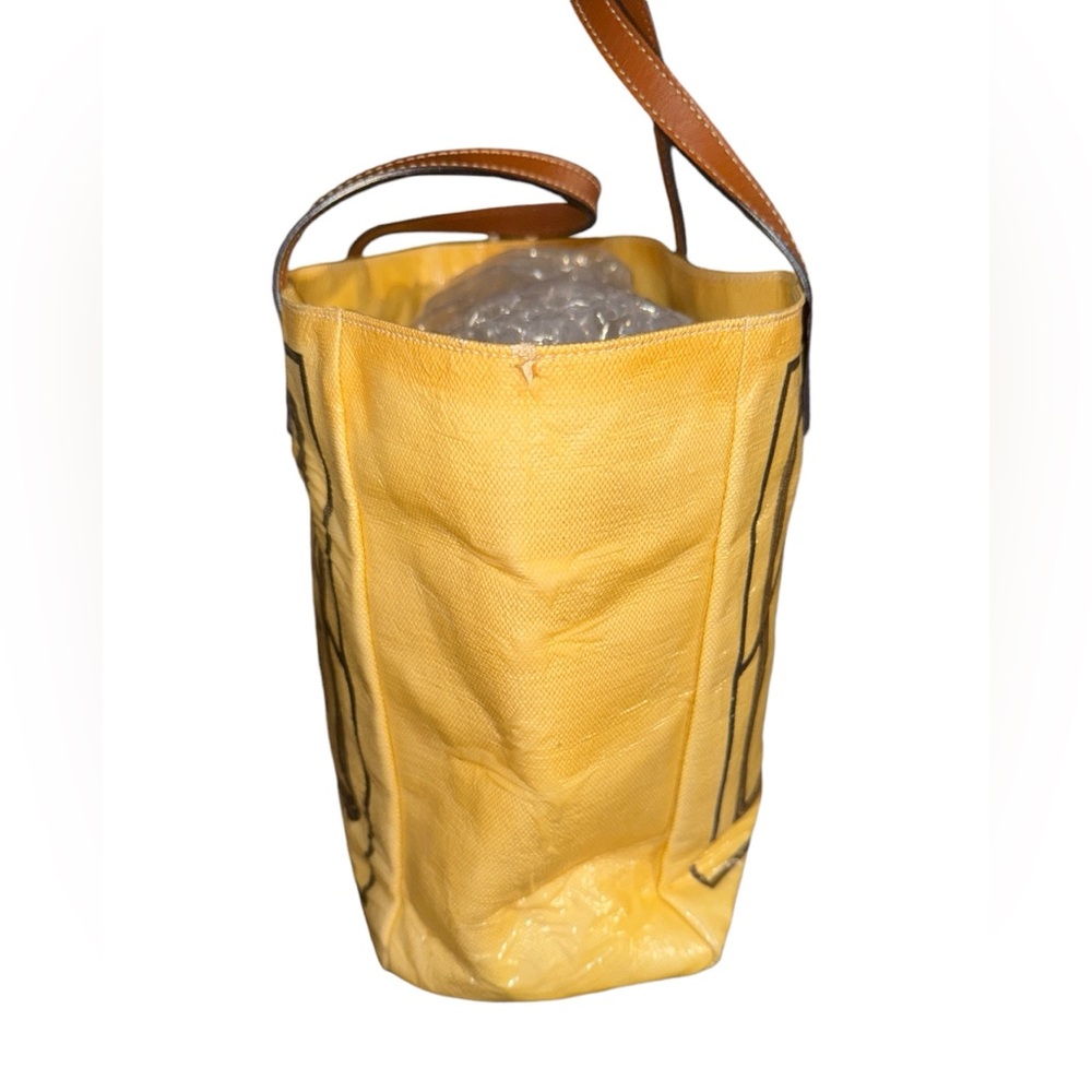 Vintage GUCCI Bag Ladies Tote Bag Shelly Line Coated Canvas Yellow pre- owned - Picture 9 of 14